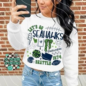 White Seahawks Graphic Sweatshirt Small-3X